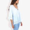 Anna-Kaci Women's Strap V-Neck Detail Crochet Lace Trim Midi Sleeve Blouse - 3 of 4