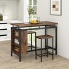 Tangkula 3-Piece Dining Table Set Bistro Table & 2 Bar Stools w/ 3-Tier Storage Shelf - 2 of 4