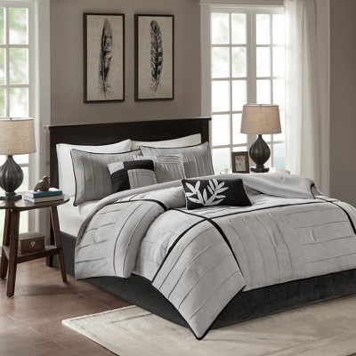 Jasmine 7 Piece Comforter Set- Gray (King)