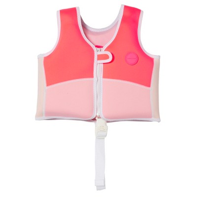 Sunnylife Kids Swim Vest 2-3 - Melody the Mermaid, Neon Strawberry, 42lb Cap