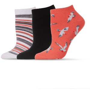 Memoi Women's 3 Pair Pack Seagulls Bamboo Blend Low-Cut Socks Fusion Coral One Size - 1 of 3