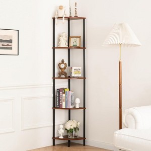Corner Shelf Stand, 5-Tier Bookshelf, 65" Tall Shelves for Bedroom, Living Room, Narrow Display Shelf Bookcase - 1 of 4