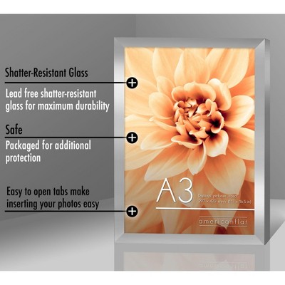 Silver A3 Wall Frame with Shatter-Resistant Glass