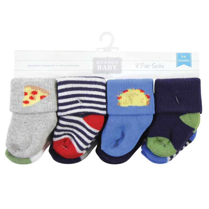 Hudson Baby Infant Boy Cotton Rich Newborn and Terry Socks, Snacks, 2 of 7
