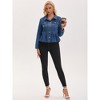 INSPIRE CHIC Women's Denim Button Down Turndown Collar Long Sleeve Ruffle Hem Peplum Jean Jackets - 3 of 4