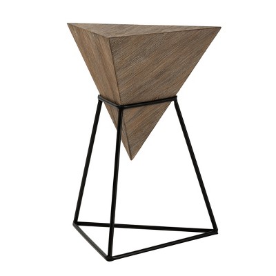 JIONJOY Contemporary Triangle Side Table with Wood Top & Metal Base