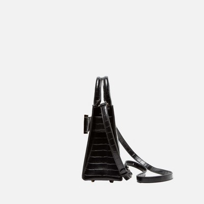 Сумки MKF Collection Mini Vertical – Croc Embossed Top Handle Phone Crossbody Purse MKF Collection by Mia K - Black — фото 4