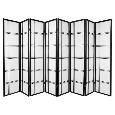 6 ft. Tall Double Cross Shoji Screen - Black (8 Panels)