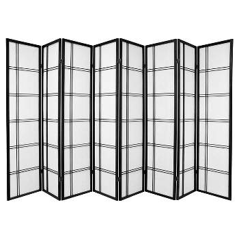 6 ft. Tall Double Cross Shoji Screen - Black, 8-Panel, Hardwood Frame, Traditional Washi Rice Paper, Easy Maintenance, Room Divider