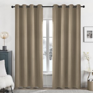 Deconovo 2 Panels Blackout Curtains with Black Backing, 8 Grommets, Thermal Drapes - 1 of 4