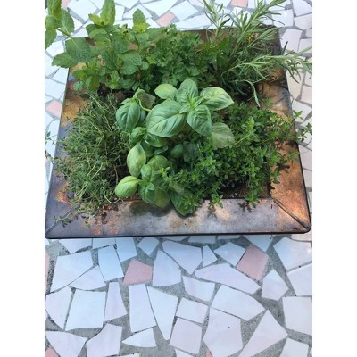 Patina Green Metal Square Vertical Wall Planter with Coco Liner
