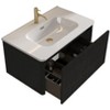 FAMYYT 30 in. Single Sink Floating Black Bath Vanity with White Ceramic Top (Assembled), Push Open Drawer - 3 of 4