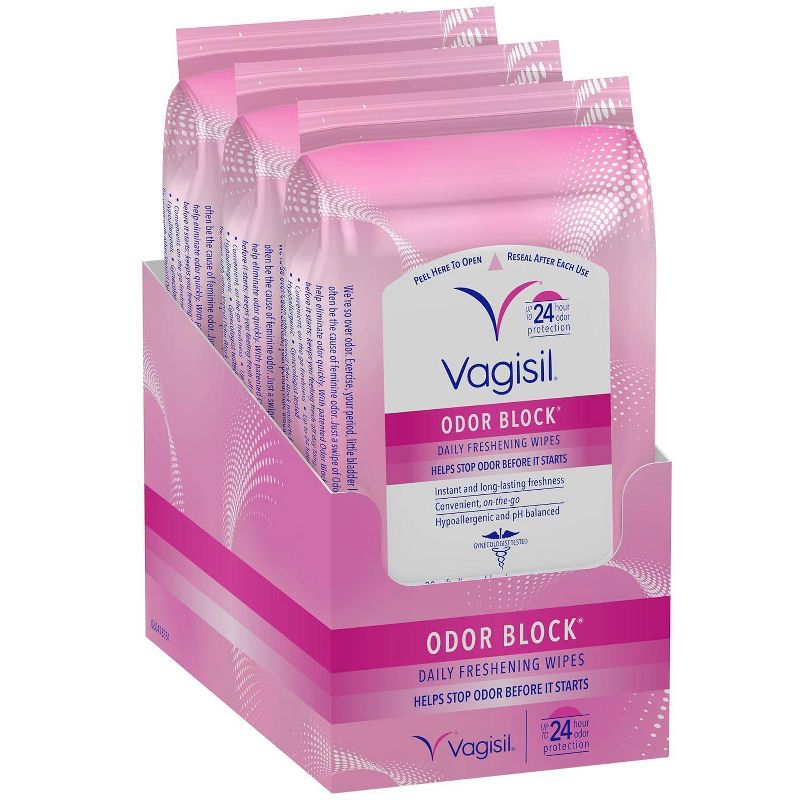 Vagisil Odor Block Daily Freshening Wipes - 3pk/20ct, 1 of 8