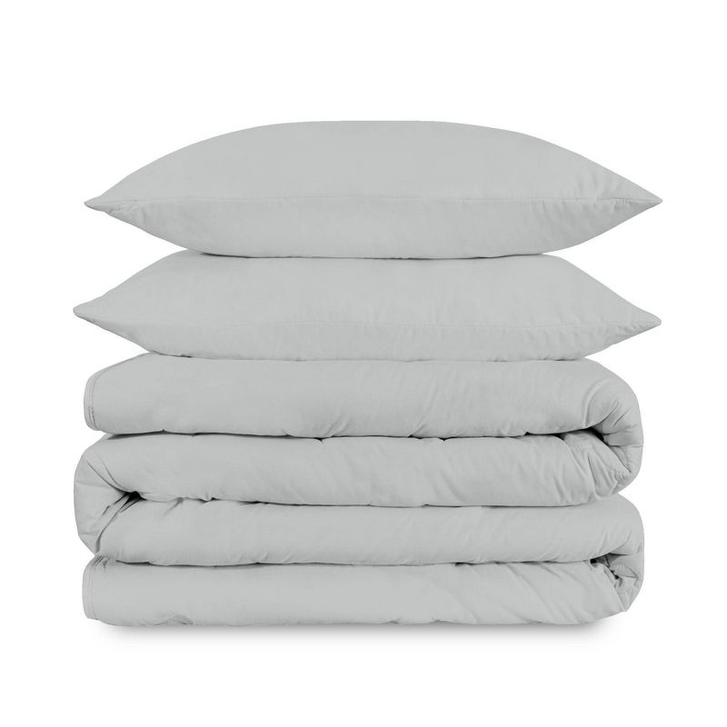 Purity Home 3pc 400 Thread Count Cotton Percale Duvet Set, 1 of 8