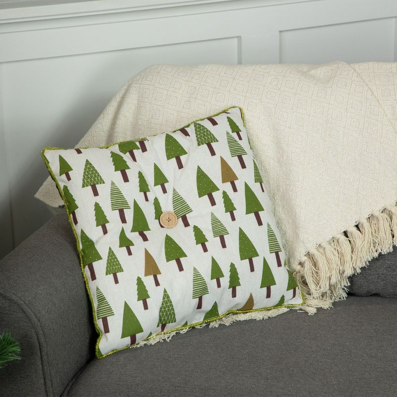 Northlight Woodland Trees Christmas Throw Pillow - 15"- Green and White, 3 of 7