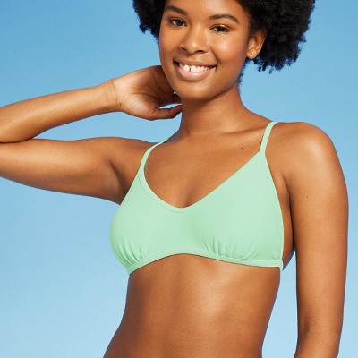 Women's Pucker Square Neck Wide Strap Bralette Bikini Top - Wild Fable™ Bright  Green L : Target