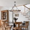 BAOURE 40in 16 Lights Wood Wagon Wheel Chandelier Farmhouse Black Rustic Pendant Light for High Ceilings Entryway Foyer Dining Room Living Room - 2 of 4
