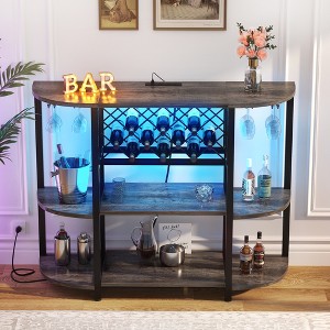 Aheaplus 47.24" Storage Wine Bottle & Glass Rack with Lights and Outlets - 1 of 4