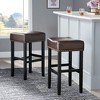 30" Backless Faux Leather Counter Stools Set of 2 with Saddle Seat, Cushioned Hardwood Frame and Chrome Nailhead Trim for Kitchen - 2 of 4