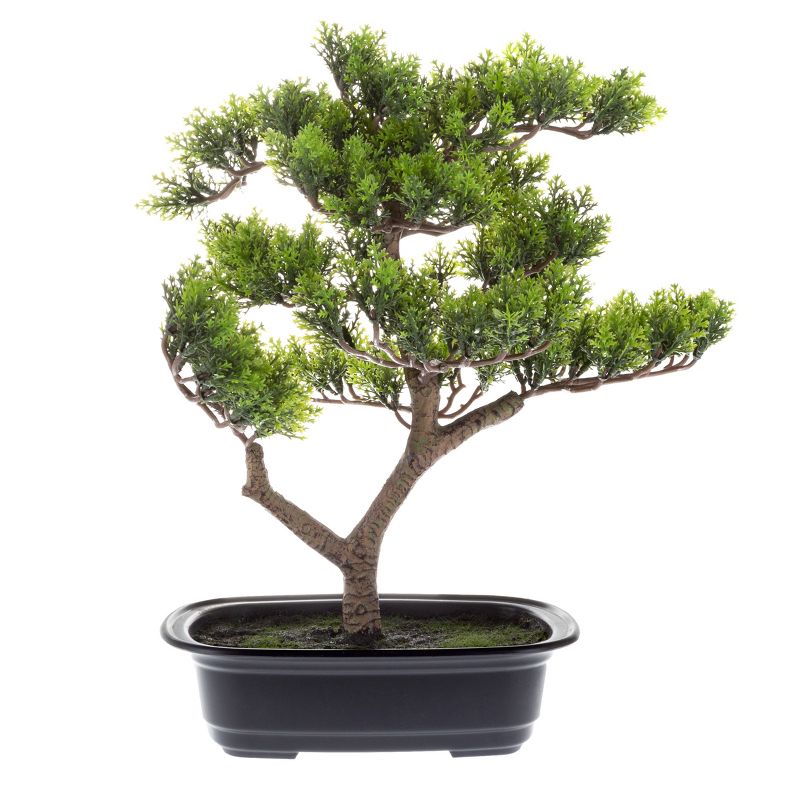 Nature Spring 14.5-Inch Artificial Bonsai Tree - Faux Pine Bonsai Topiary for Desk, Tables, or Shelves, Realistic Plastic Greenery and Ceramic Planter, 1 of 6
