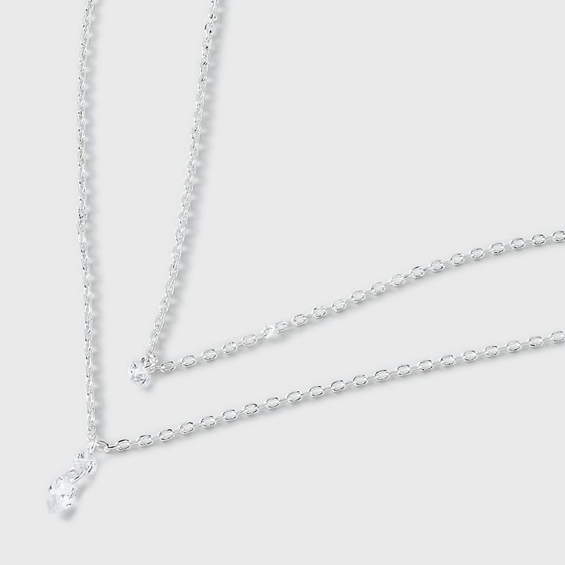 Silver Plated Round and Marquise Cubic Zirconia Duo Necklace - A New Day&#8482; Silver, 5 of 6