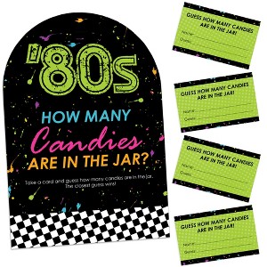 Big Dot of Happiness 80’s Retro - How Many Candies Totally 1980s Party Game - 1 Stand and 40 Cards - Candy Guessing Game - 1 of 4