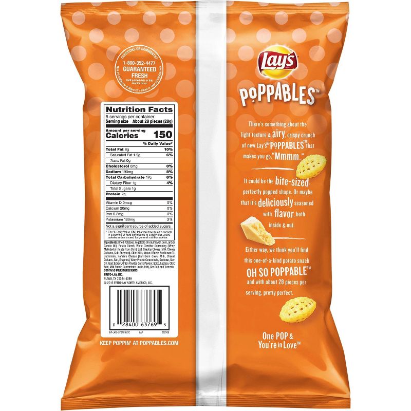 Lay's Poppables White Cheddar Potato Snacks - 5oz, 3 of 5