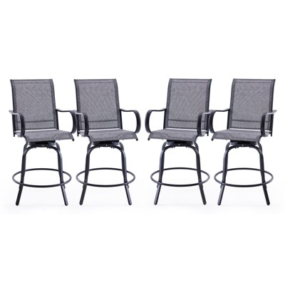 Maggift Patio Seating Sets, wivel Bar Stools Set of 4, Ergonomic Design, All Weather Use for Patio, Balcony and Poolside, Gray, 25.2"*25.2"*48.6"