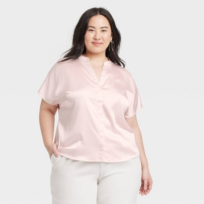Women's Short Sleeve V-Neck Blouse - A New Day™