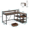 Resenkos Computer Desk, Office Desk, Study Desk,Reversible L-Shaped Desk, Industrial Corner Desk with Drawer & Shelves,Rustic Brown - 3 of 3