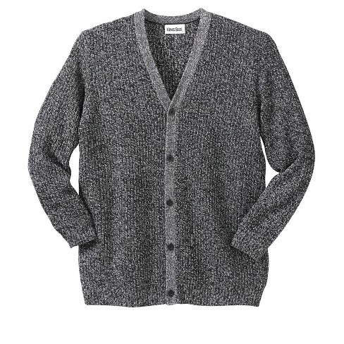 KingSize Men's Big & Tall Shaker Knit V-Neck Cardigan Sweater - 9XL, Gray