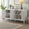 VYNXARIA Retro Sideboard door with Circular Groove Design Round Metal Door Handle for Entrance, Dinning Room, Living Room (White) - 3 of 4