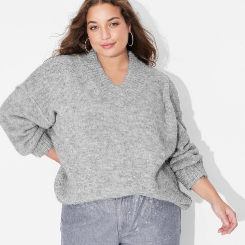 Women's gray pullover 2024 sweater