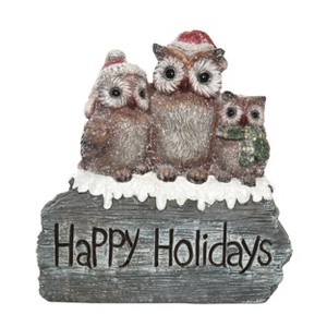 Transpac Ceramic 15 in. Multicolor Christmas Woodland Happy Holidays Owl - 1 of 4