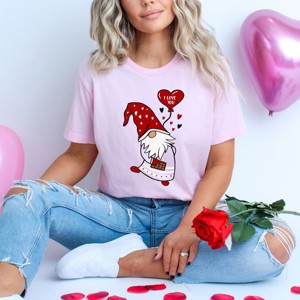 Simply Sage Market Valentine Gnome Heart Short Sleeve Tee - S - Pink - 1 of 4