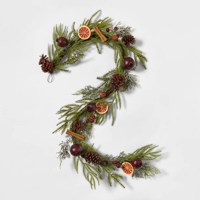 6' Mixed Greenery with Faux Fruit Artificial Christmas Garland Green - Wondershop™