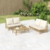 vidaXL Garden Lounge Set Cream White, Natural Bamboo, Polyester Modular - 2 of 4