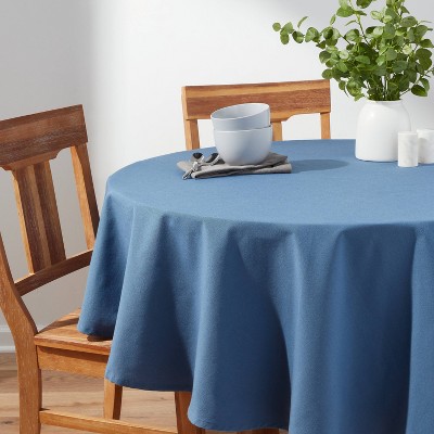 70 Cotton Round Tablecloth Blue - Threshold™: Solid Traditional Tablecloth, Machine Washable, Autumn Decor