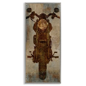 Stupell Industries Motorcycle Silhouette Rustic Pattern, 10" x 24" - 1 of 4