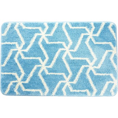 Juvale Non Slip Microfiber Bath Mat for Bathroom, Shaggy Light Soft Bath  Blue Rug (31.5 x 19.7 in)