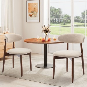 Set of 2 Modern Upholstered Wood Dining Chairs with Fabric Seat and Foot Pegs, Kitchen Side Chairs for Dining Room or Cafe - 1 of 4