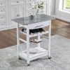FONTOI Mobile Kitchen Island with Underneath Drawer, Rolling Trolley Serving Cart Slide-Out Wire Storage Basket, White, 15.75"*33.55"*30" - 2 of 4