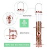 Snynuxx Metal Bird Feeder Tube Hanging Wild Bird Seed Feeder, Steel Hanger Weatherproof Great for Attracting Birds (Rose Gold) - 4 of 4