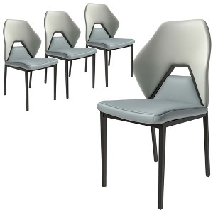 Upholstered Leather Modern Dining Chair Eclat Collection in Brown Set of 4 - 1 of 4
