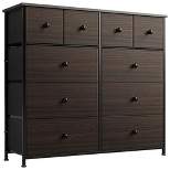 REAHOME 10-Drawer Steel Frame Bedroom Storage Organizer Chest Dresser with Waterproof Top, Adjustable Feet, and Wall Safety Attachment, Dark Brown