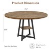 47Inch Round Dining Table, Round Dinner Table for 4, Industrial Kitchen Table w/ Wooden Top & Metal Base for Dining Room, Living Room(Only Table) - 2 of 4
