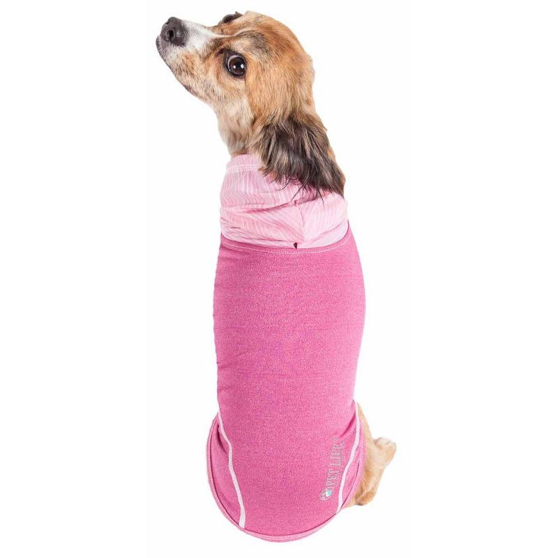 Pet Life Active Pull-Rover Premium 4-Way Stretch Two-Toned Sleeveless Hoodie Dog and Cat T-Shirt - Pink, 3 of 14