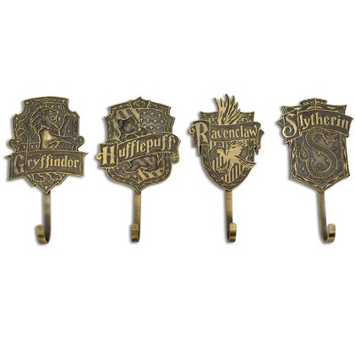 Robe Factory LLC Harry Potter Gold Hogwarts Houses Wall Hooks Storage Rack | Set of 4