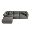 EPOCH VENTS 122.1" Velvet Upholstered L-Shaped Modular Sectional Sofa with Ottoman and 3 Pillows - 3 of 4