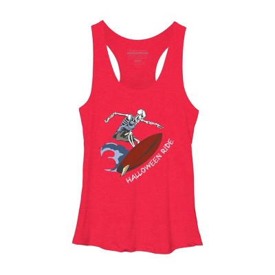 Women's Design By Humans Halloween Surfing Zombie Skeleton Funny Costume t shirt By graceandfinn Racerback Tank Top